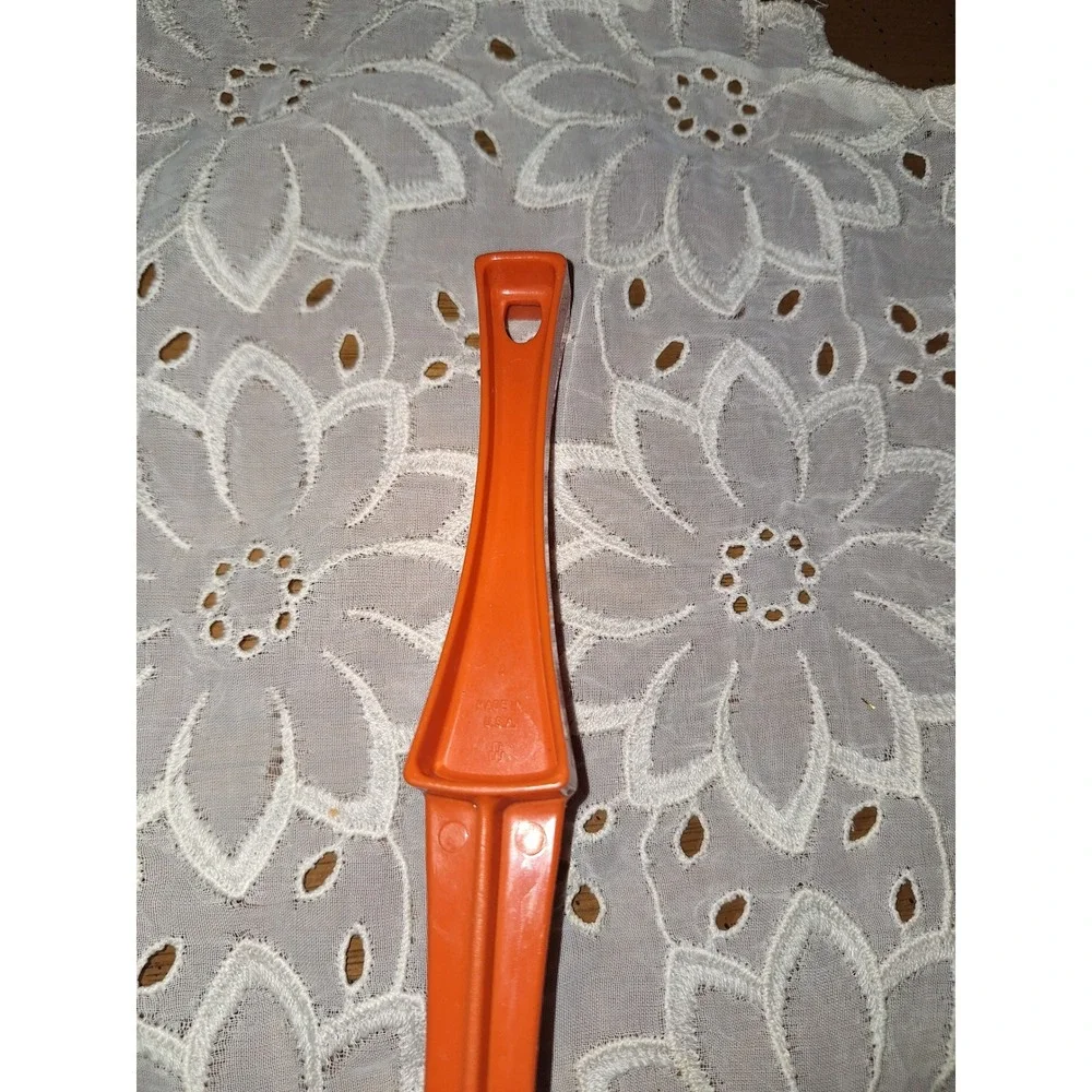 Vintage Tupperware Orange Plastic Potato Masher Fruit Masher Made in USA MCM